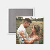 dank je wel , chic handschrift bruiloft foto magne magneet (Voorkant / Achterkant)