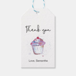 Dank je wel cupcake verjaardagsfeestje cadeaulabel
