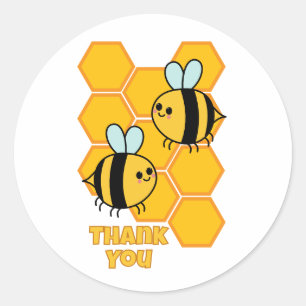 Dank Je Wel Cute Bijen En Honingraat Ontwerp Ronde Sticker