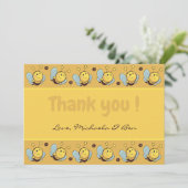 Dank je wel, Cute Bumblebee Genderneutraal Bedankkaart (Staand voorkant)