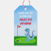 Dank je wel Cute Dinosaur Golf Thema Kinderen Verj Cadeaulabel (Achterkant)