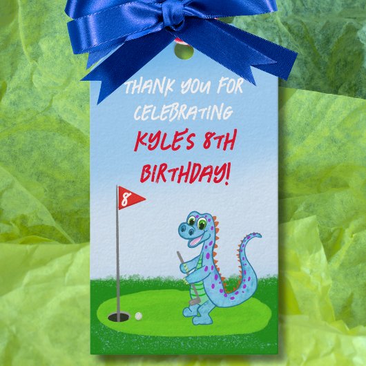 Dank je wel Cute Dinosaur Golf Thema Kinderen Verj Cadeaulabel
