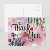 Dank je Wel Cute Wildflower Aquarel Marmerwolk Briefkaart (Voorkant / Achterkant)