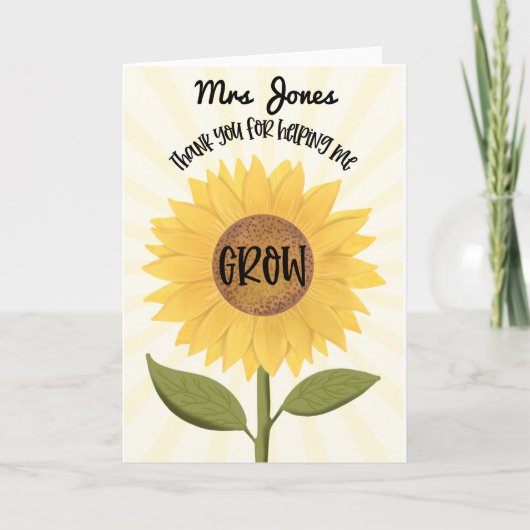 DANK JE WEL dat je me hebt geholpen te groeien JUF Kaart (Voorkant)