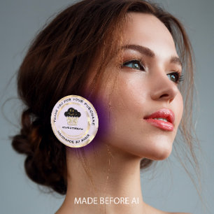 Dank je wel de Paarse glimlach van Chocolate Muffi Ronde Sticker