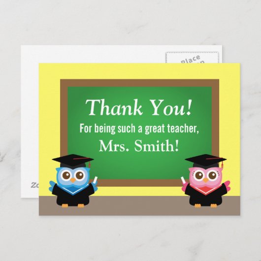 Dank je wel docent, Afstuderen Vaarwel, Schattigee Briefkaart (Voorkant / Achterkant)