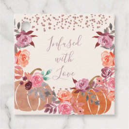 Dank je wel doordrenkt met Liefde Herfst Bloem Roz Bedankjes Labels