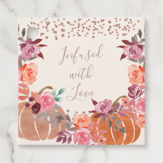 Dank je wel doordrenkt met Liefde Herfst Bloem Roz Bedankjes Labels