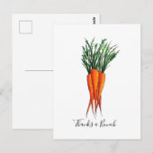 Dank je wel een Bosje Wortels Oranje Groente Briefkaart (Voorkant / Achterkant)