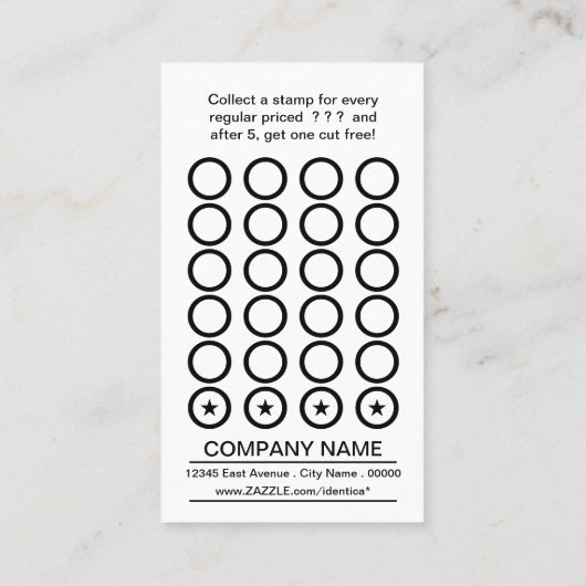 dank je wel een kleine punctiekaart klantenkaartje (Achterkant)