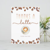 Dank je wel Een Latte Favoren Bordje Koffie Thema  (Staand voorkant)