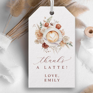 Dank je wel een Latte koffie thema bruidsfeest fav Cadeaulabel