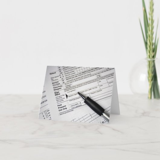 dank je wel een pen op het belastingformulier bedankkaart (Voorkant)