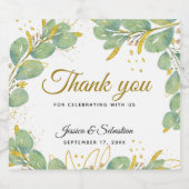 Dank je wel Elegant Eucalyptus Wedding Sparkling Wijnetiket (Enkel label)