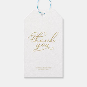 Dank je wel - Elegante trouwcadeautags met goud fo Cadeaulabel