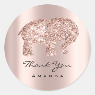 Dank je wel Elephant Baby shower Roos Baby Girl Ronde Sticker