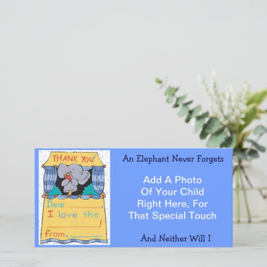 Dank je wel Elephant Bedankkaart (Staand voorkant)