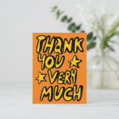 DANK JE WEL Erg Bedankt Geel Oranje Briefkaart (Staand voorkant)