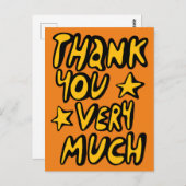 DANK JE WEL Erg Bedankt Geel Oranje Briefkaart (Voorkant / Achterkant)