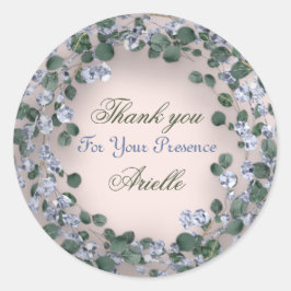 Dank Je Wel Eucalyptus Verjaardag Blauwe Groene Po Ronde Sticker