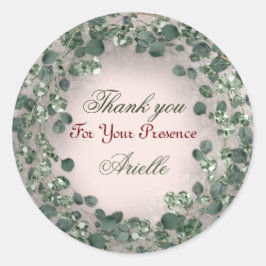 Dank je wel Eucalyptus Verjaardag Mint Groene Roos Ronde Sticker