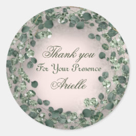 Dank je wel Eucalyptus Verjaardag Rustieke GROENE  Ronde Sticker