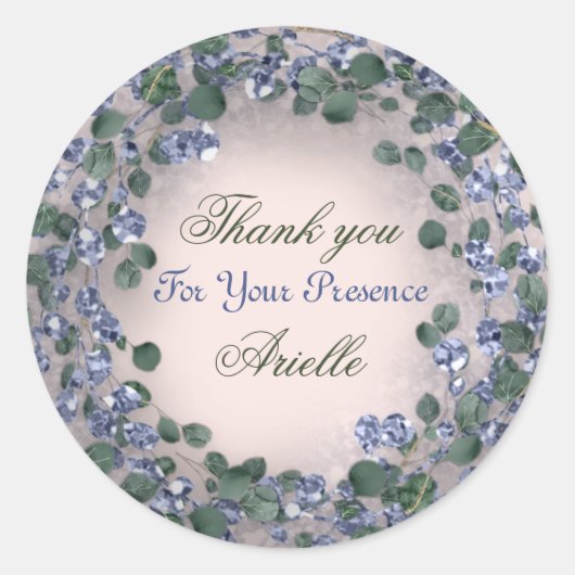 Dank je wel Eucalyptus Verjaardag Rustieke Mint Po Ronde Sticker (Voorkant)