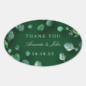 Dank je wel Eucalyptus Woodland Rustic Wedding Fav Ovale Sticker (Voorkant)