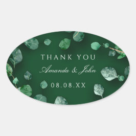 Dank je wel Eucalyptus Woodland Rustic Wedding Fav Ovale Sticker