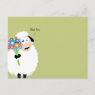 Dank je wel Ewe Sheep met bloemen Bedankkaart