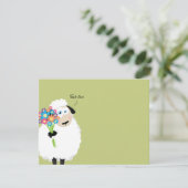 Dank je wel Ewe Sheep met bloemen Bedankkaart (Staand voorkant)