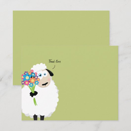 Dank je wel Ewe Sheep met bloemen Bedankkaart (Voorkant / Achterkant)