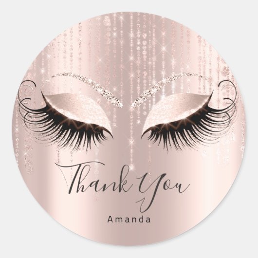 Dank je wel Eyelash Roos Bridal Sweet 16th Ronde Sticker (Voorkant)
