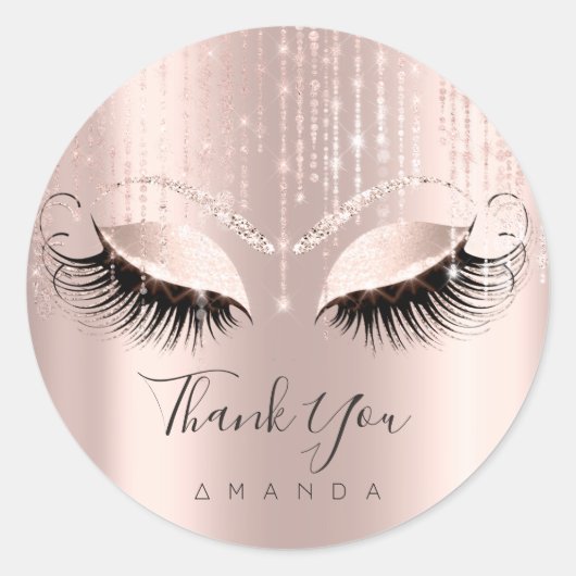 Dank je wel Eyelash Roos Bridal Sweet 16th Ronde Sticker (Voorkant)