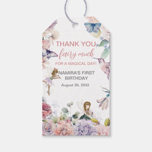 Dank je wel Fairy Much Verjaardag Favor Cadeaulabel (Voorkant)