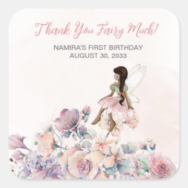 Dank je wel Fairy Much Verjaardag Favor Vierkante Sticker