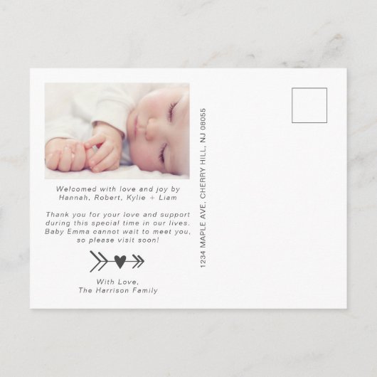 Dank je wel Foto roze Girl Birth Aankondigingskaart (Achterkant)