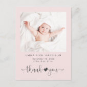 Dank je wel Foto roze Girl Birth Aankondigingskaart (Voorkant)