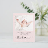 Dank je wel Foto roze Girl Birth Aankondigingskaart (Staand voorkant)