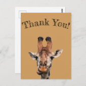 dank je wel , foto van grappige giraffe , minimali briefkaart (Voorkant / Achterkant)