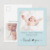 Dank je wel Foto Zee Blue Birth Aankondigingskaart (Voorkant / Achterkant)