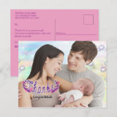Dank je wel fotopostkaart voor babymeisje briefkaart (Voorkant / Achterkant)