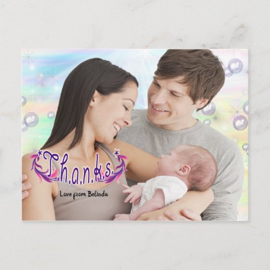Dank je wel fotopostkaart voor babymeisje briefkaart (Voorkant)
