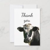 Dank je wel, Fun Curious Holstein Koe die naar bui Bedankkaart (Voorkant)