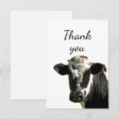 Dank je wel, Fun Curious Holstein Koe die naar bui Bedankkaart (Voorkant / Achterkant)