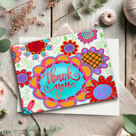 Dank je wel Fun Floral Kaart