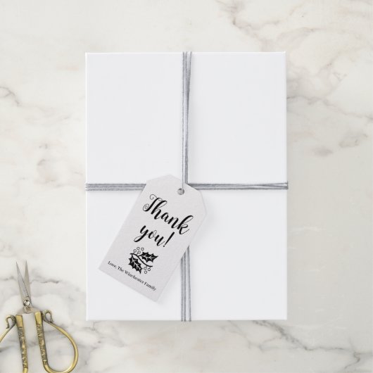 Dank je wel gebladerte aangepaste script Thanksgiv Cadeaulabel (Met Touw)