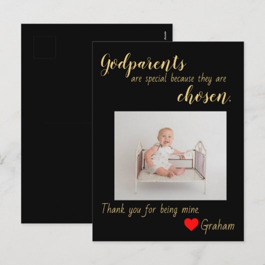 Dank je wel Godparent kaart (Voorkant / Achterkant)