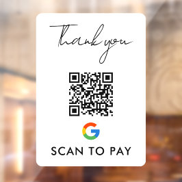 Dank je wel Google Pay QR Code Scan om wit te beta Raamsticker