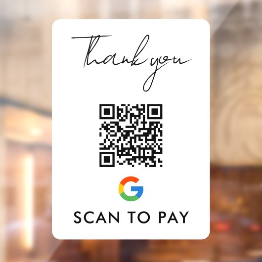 Dank je wel Google Pay QR Code Scan om wit te beta Raamsticker (Vel 2)
